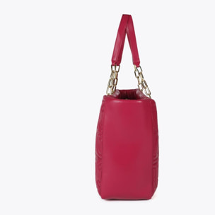 Shopper trapuntata logata in effetto pelle con manico catena mista