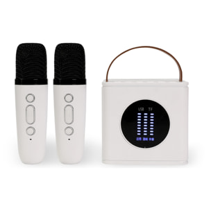 Kit Karaoke Bluetooth con altoparlante e 2 microfoni. 10 W, batteria integrata.