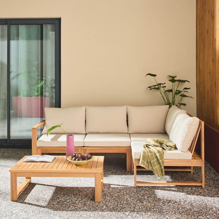 Salon de jardin modulable bois d'acacia 4 places TULA