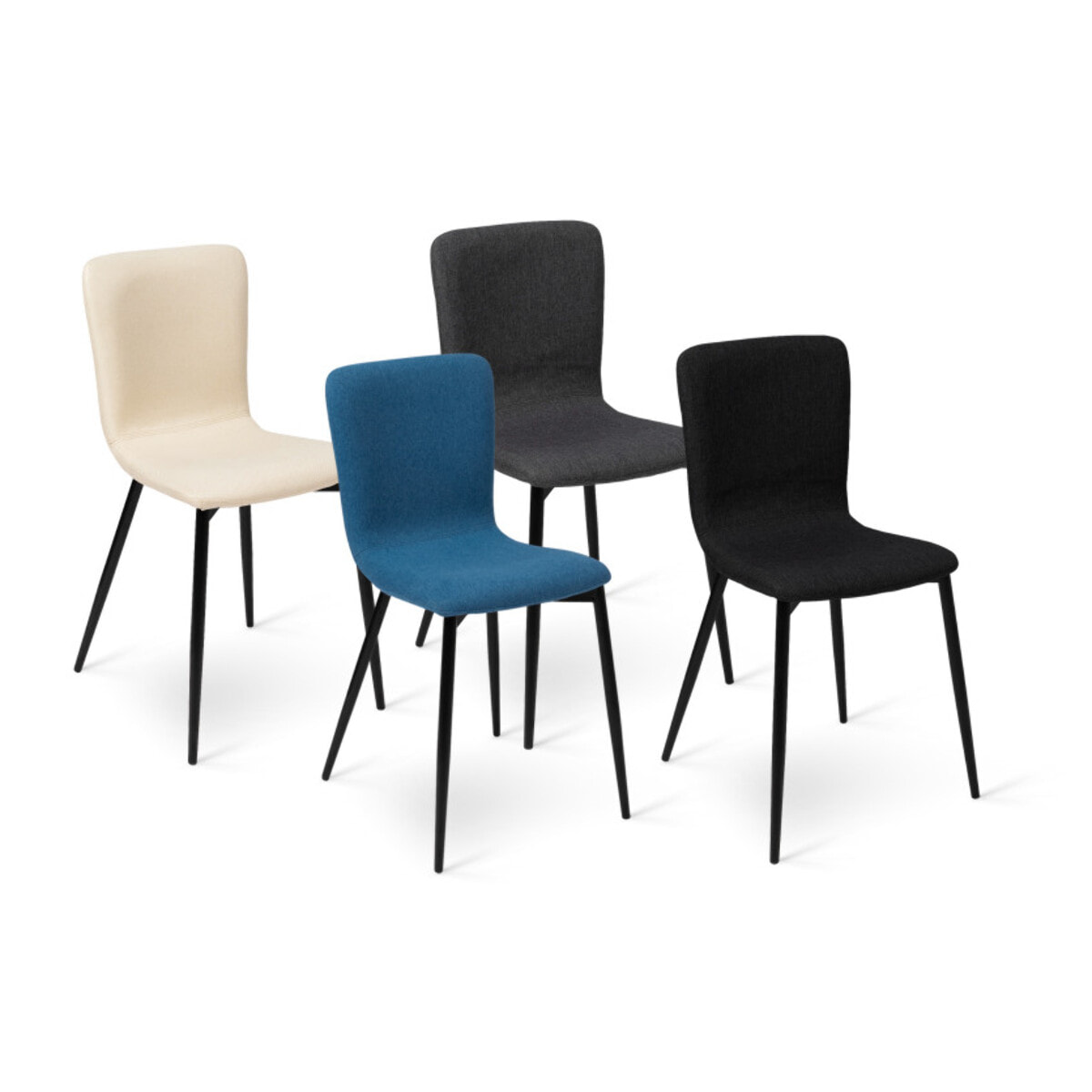 Chaises Margot en velours - Mix color - Beige, bleu, gris, noir