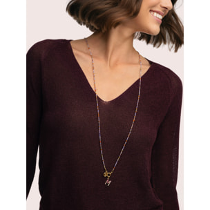 Collar Long Full Crystal Summer Acero Baño Oro