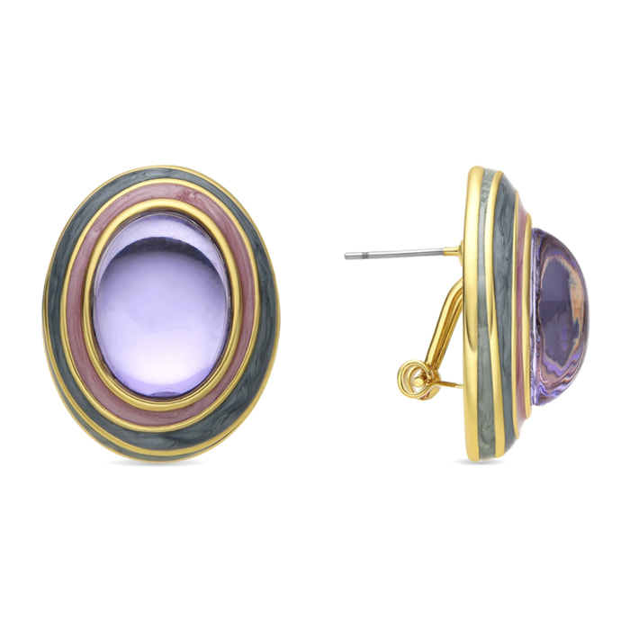 Pendientes con Cristal Morado acabado oro 18k
