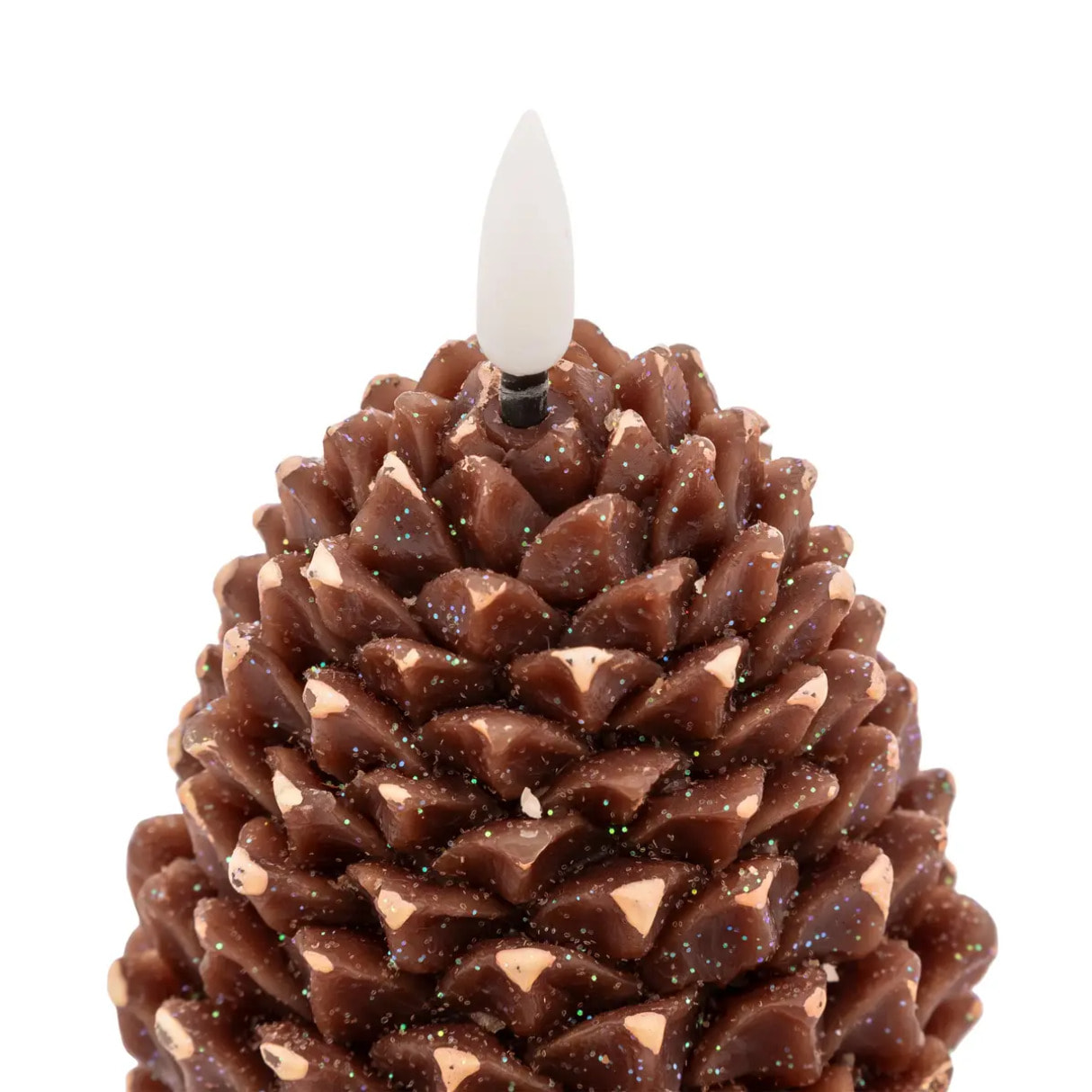 Bougie LED pomme de pin H.13cm marron