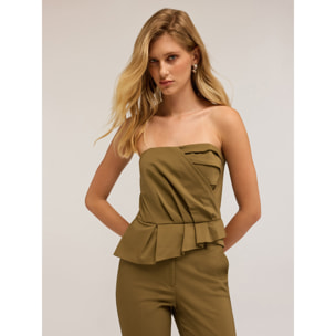 Motivi - Top bustier drapeado - Verde militare