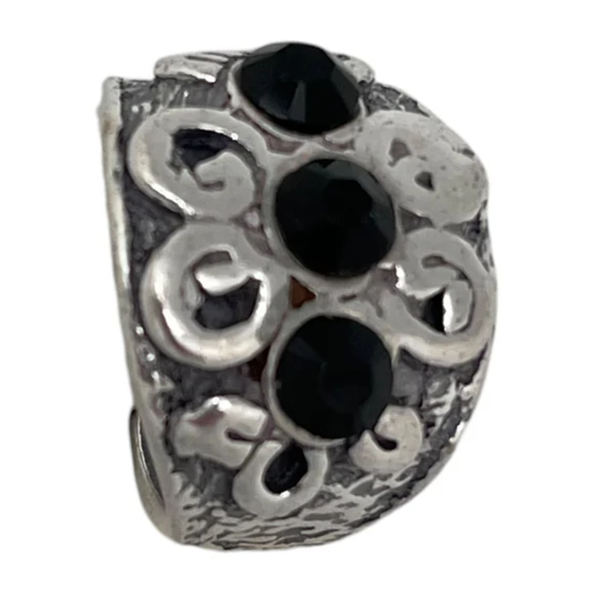 Anillo A3 cristal Sw negro y plata 10µ
