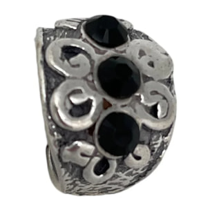 Anillo A3 cristal Sw negro y plata 10µ