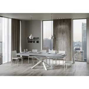 Mesa extensible 90x160/264 cm Volantis Cemento estructura blanco