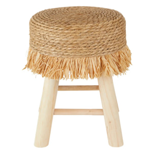 Tabouret "Gimpo" pin beige D30x40cm