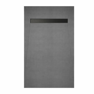 Receveur de Douche à Carreler 140x80cm à Ecoulement Linéaire - Grille Noire et Bonde