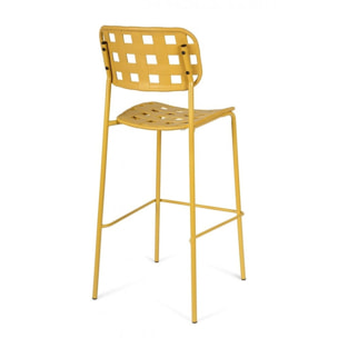 Set di 4 sgabelli CLOVER in polipropilene giallo e struttura acciaio, impilabili