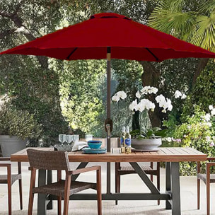 Ombrellone Da Giardino A Manovella Parasole Balcone Air Vent Inclinazione Regolabile Anti UV Impermeabile Mare Spiaggia Piscina Terrazzo 2.7 M Rosso
