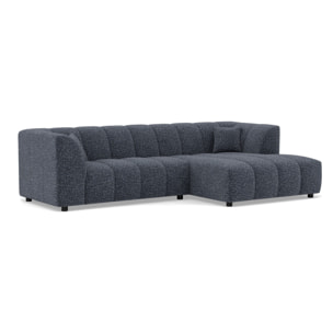 Curtis - canapé d'angle droit 4 places avec accoudoir en tissu texturé - Bleu