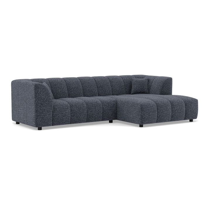 Curtis - canapé d'angle droit 4 places avec accoudoir en tissu texturé - Bleu