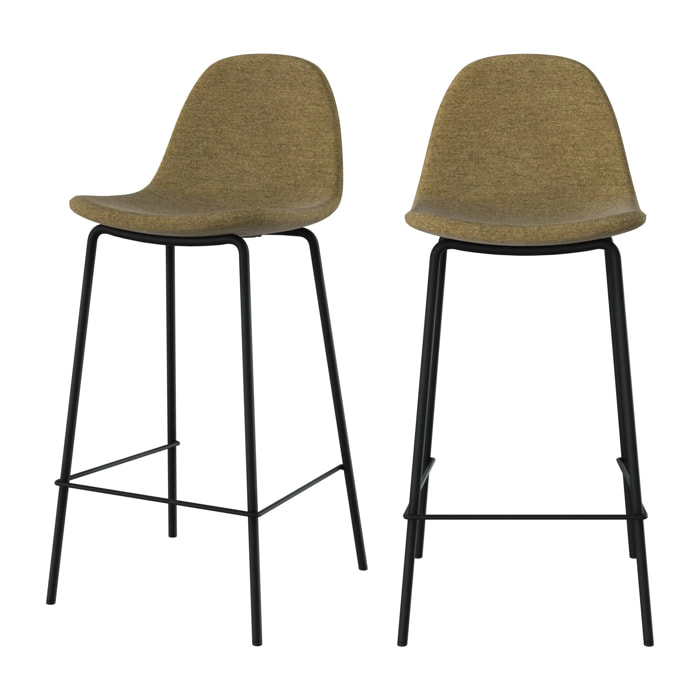 Lot de 2 chaises pour îlot central en tissu vert kaki 65,5 cm - Henrik