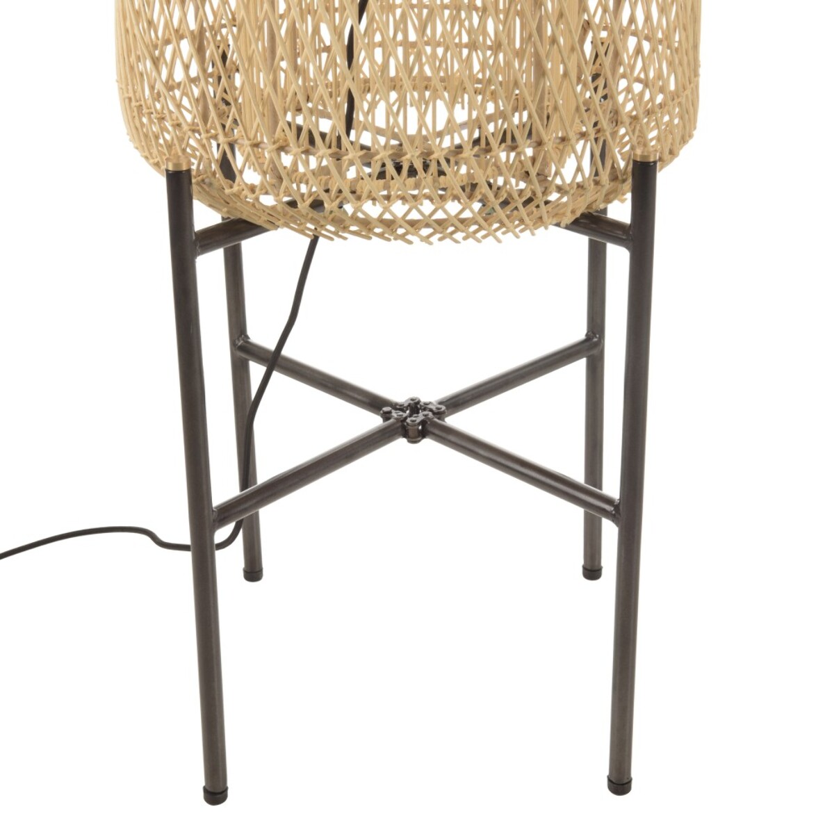 SIXTINE - Lampadaire 39x39cm rotin naturel pieds acier noir