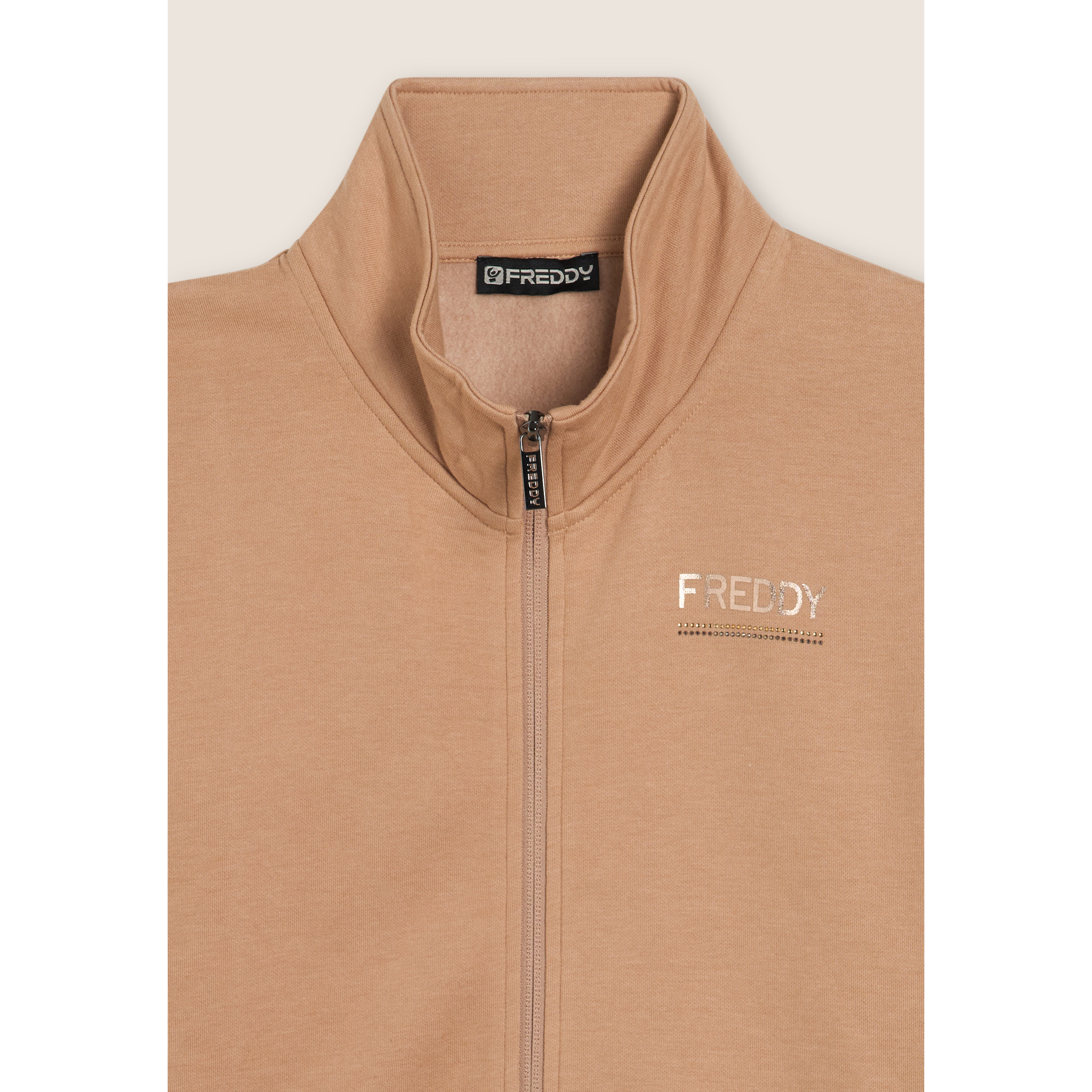 Tuta regular fit con collo alto e dettagli in strass