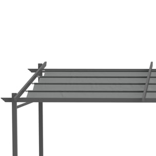 Pergola rétractable 3,97L x 2,95l x 2,3H m structure alu. acier époxy polyester gris