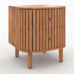 Table de chevet  en bois d'acacia 2 tiroirs - Paola
