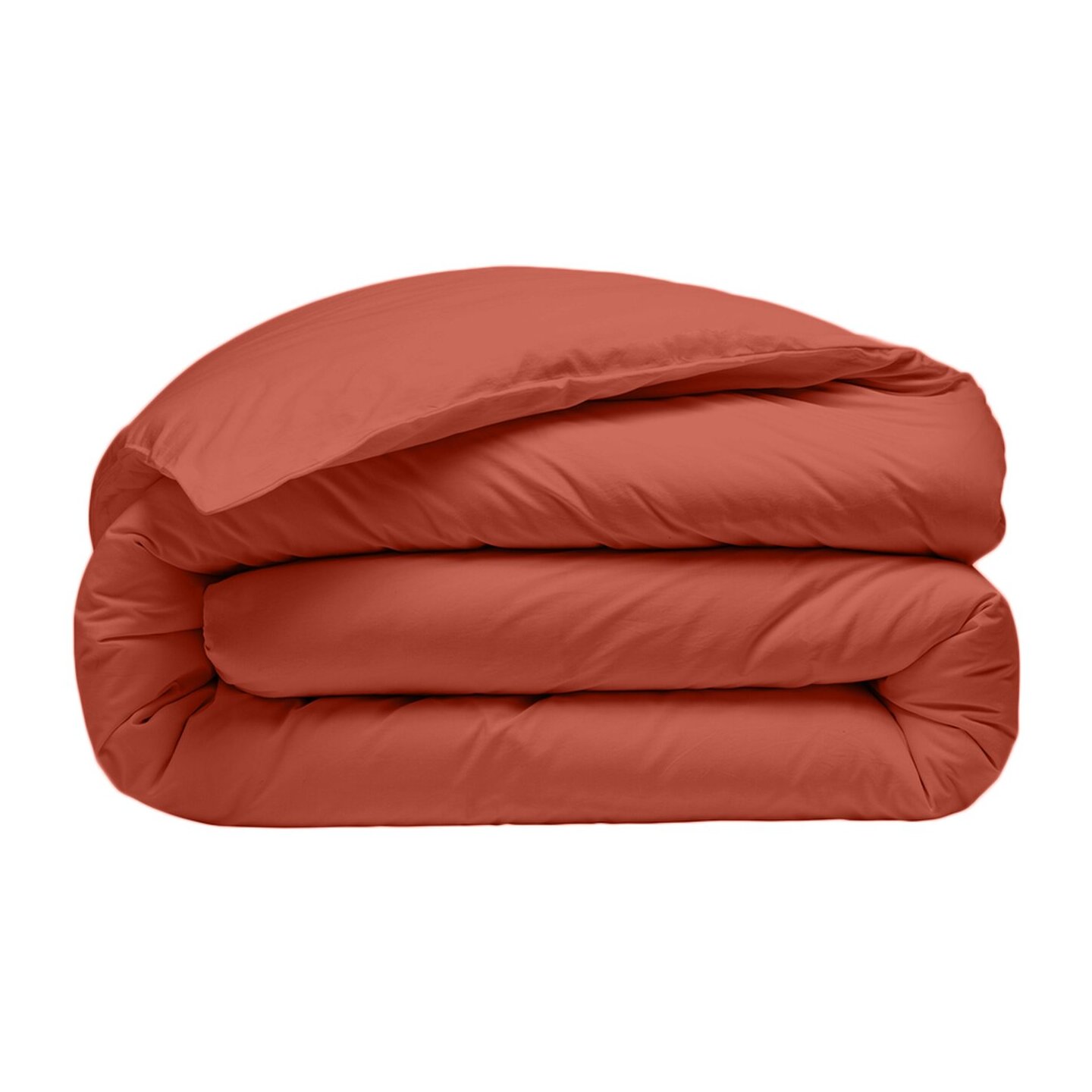 Housse de couette percale de coton lavé terre de sienne