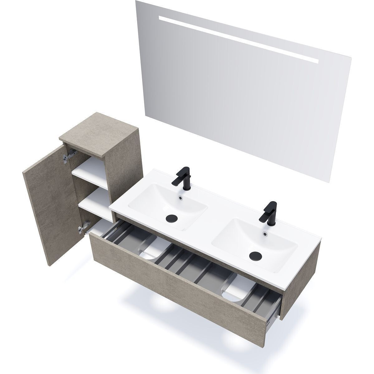 Ensemble double vasque 1 tiroir + miroir - HUDSON