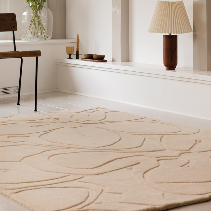 Tapis salon et chambre fait à la main en laine motif faux uni HAZA