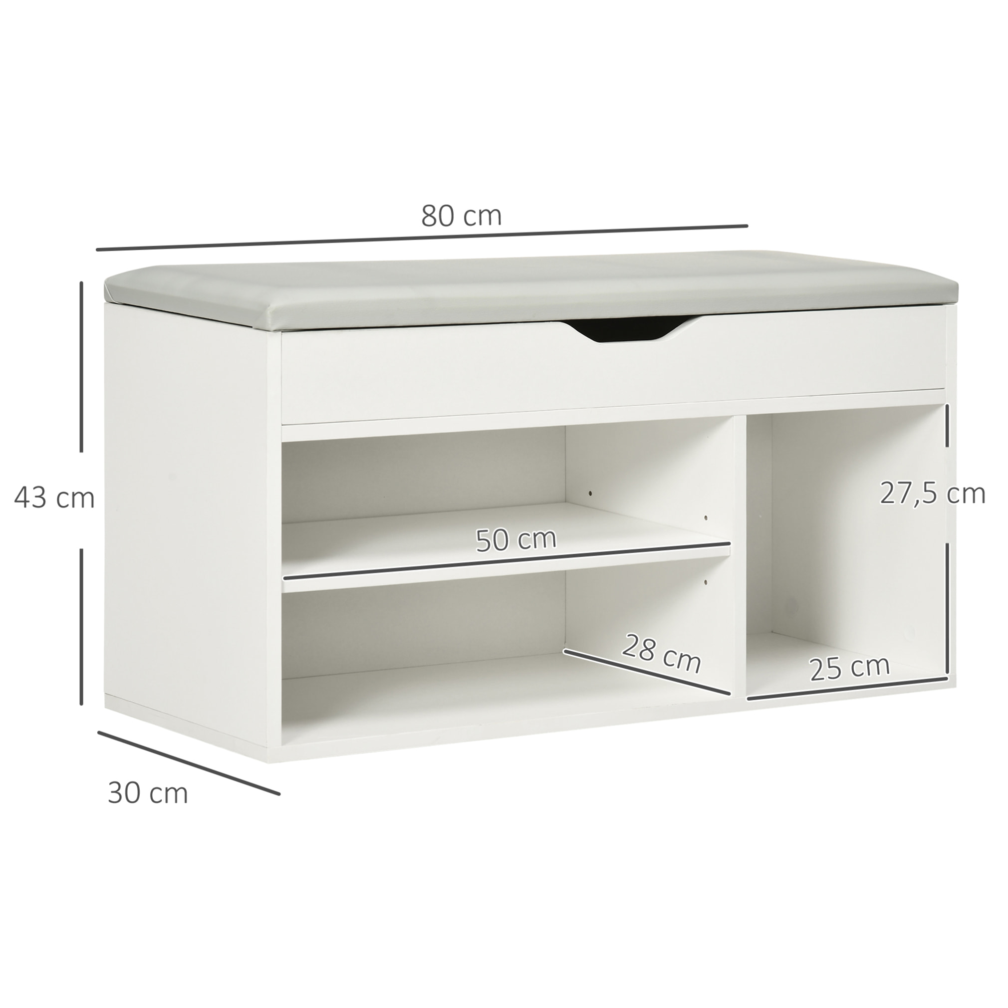 Armario Zapatero para Almacenamiento con Asiento Blanco