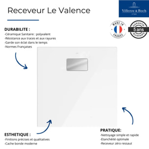 Receveur zero ressaut Le Valence blanc céramique avec cache-bonde