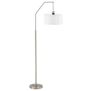 HOMCOM Lampada da Terra Moderna in Acciaio con Paralume in Tessuto, 65x33x158cm - Bianco