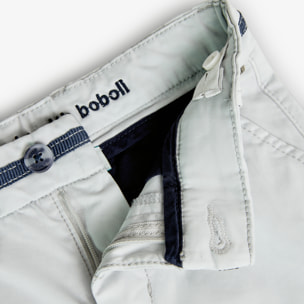 Pantalón elástico liso en botón de color beige