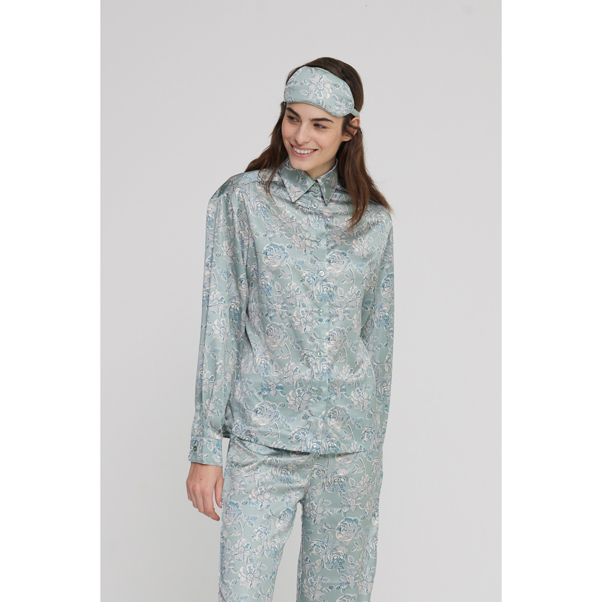 Pigiama donna lisette in raso con collo camicia Noidinotte