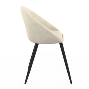 Chaises Dory en velours et pieds noirs - Crème
