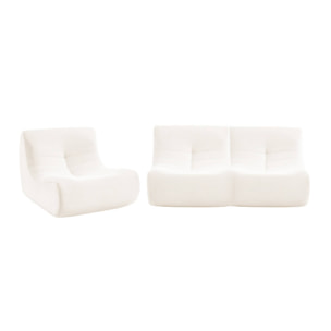 Chauffeuse velours côtelé 3 places crème L 91 x P 105 x H 72 cm - SOKOL