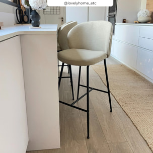 Lot de 2 chaises pour îlot central 66 cm en tissu bouclé beige - Groom