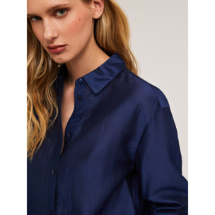 Motivi - Camisa en mezcla de lyocell de color liso - Azul