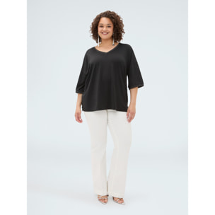 Fiorella Rubino - T-shirt in jersey con bordature lurex - Nero