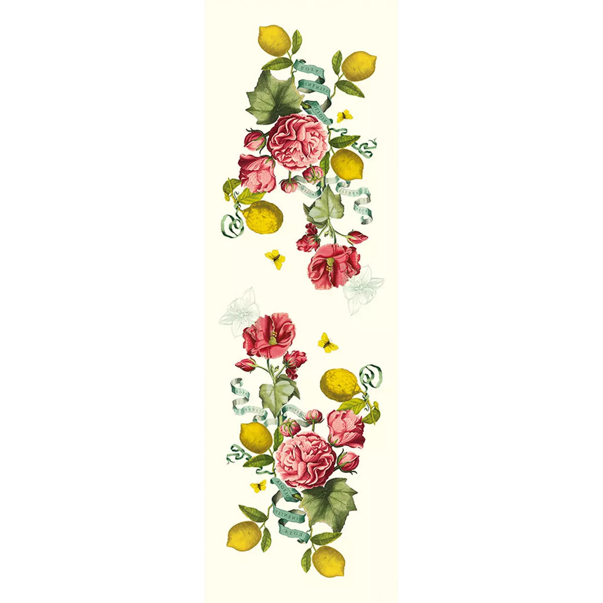 Chemin de table lin & coton lavé 190 g/m² imprimé multicolore Citrons de menton romance