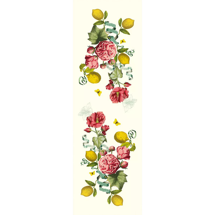 Chemin de table lin & coton lavé 190 g/m² imprimé multicolore Citrons de menton romance