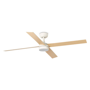 RUDDER L 4 LED Ventilador de techo blanco/fresno