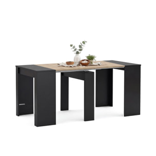 Mesa consola extensible en negro mate y alpine oak 50-235x90 cm Denis Negro Mate - Alpine Oak