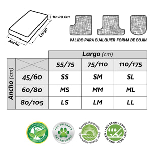Funda independiente para asiento y respaldo modelo ESTIVELLA