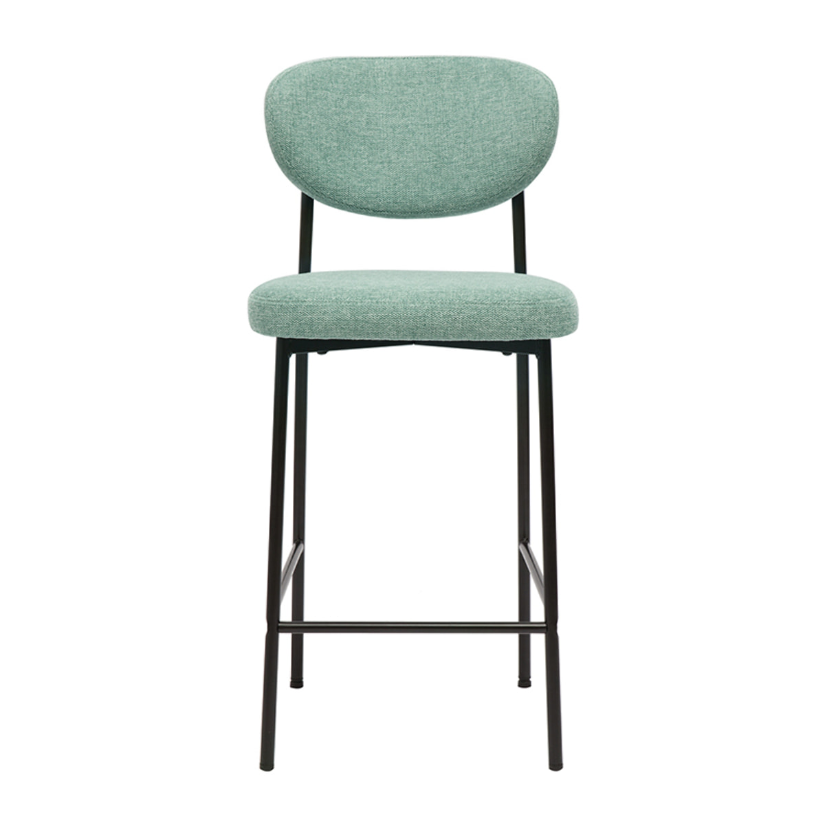 Tabourets de bar fixes en tissu effet velours texturé vert céladon H65 cm (lot de 2) BREKA
