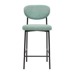 Tabourets de bar fixes en tissu effet velours texturé vert céladon H65 cm (lot de 2) BREKA