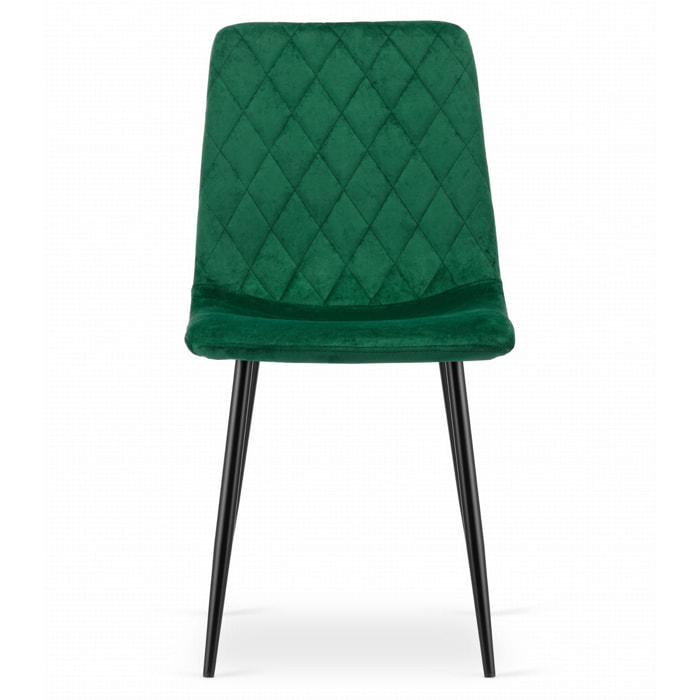 Sedia Turin in velluto verde scuro con trapuntatura a rombi