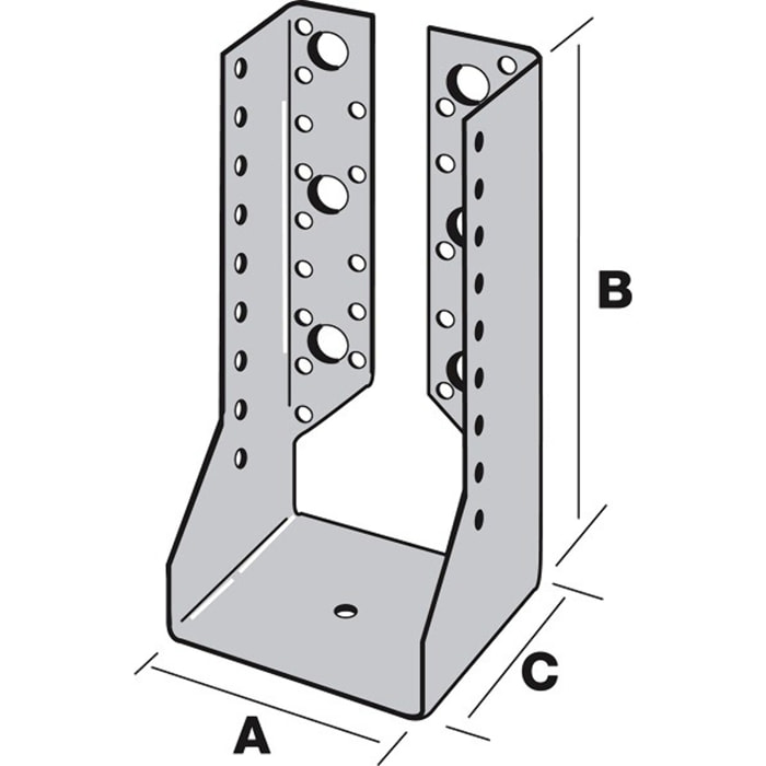 Sabot de charpente à ailes intérieures SIMPSON - 76x152x76mm - ép. 2mm - SAI380/76/2