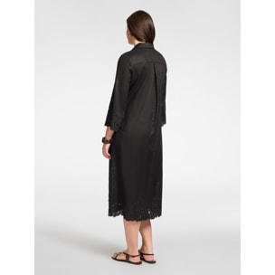 Elena Mirò - Vestido de lino con encaje - Negro