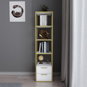 Librería, 100% tablero de aglomerado rechapado en melamina, color oro_x000D_
blanco