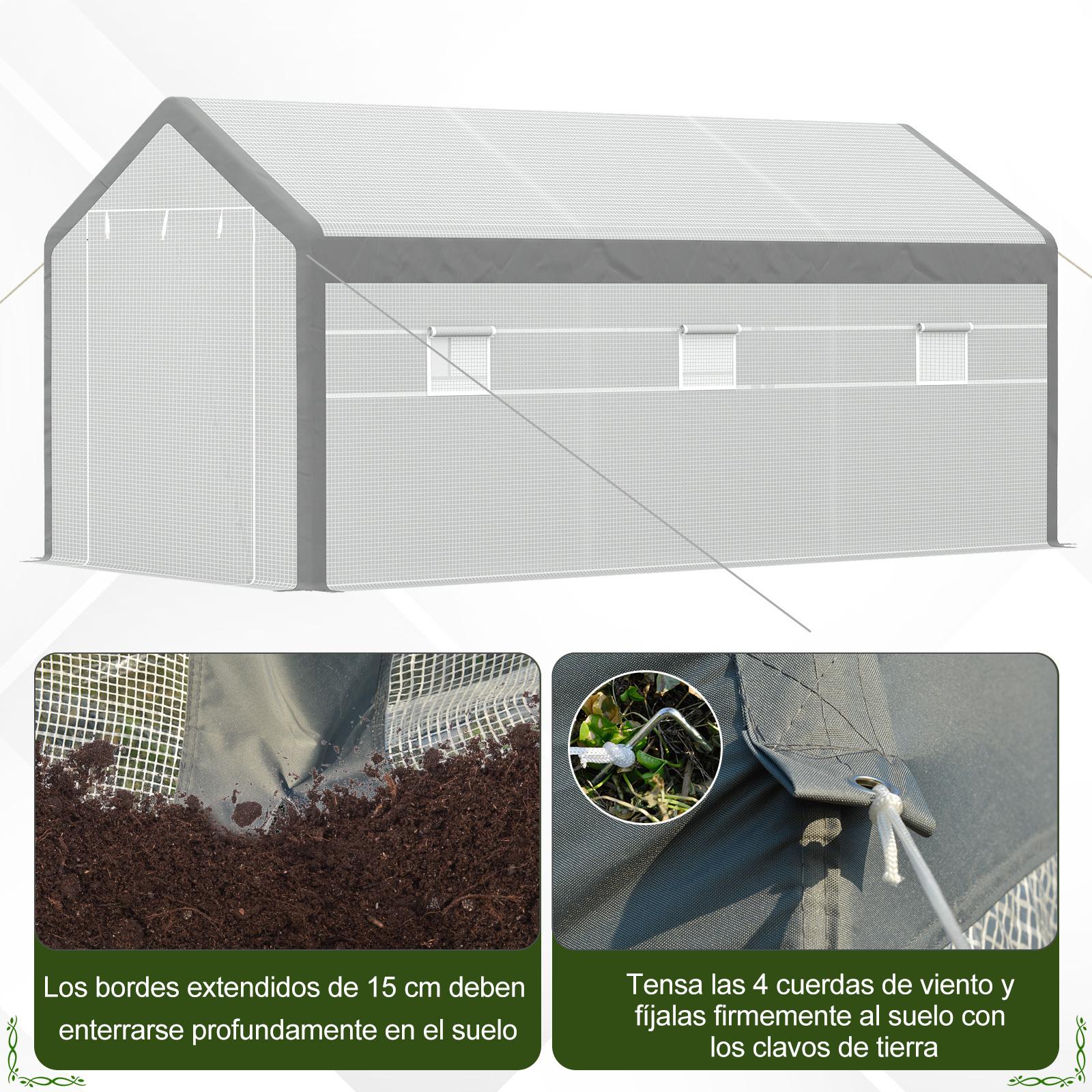 Invernadero de Jardín 600x300x280 cm Caseta para Cultivo de Plantas Blanco