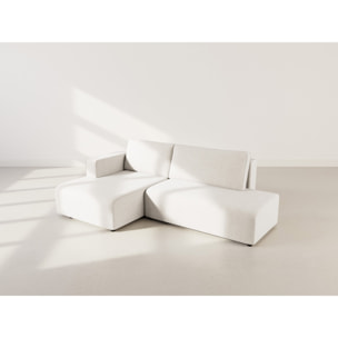 Topaze - canapé d'angle gauche 4 places convertible avec coffre en velours côtelé - Beige