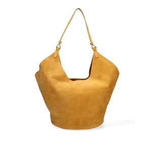 Borsa a spalla da donna - Modello Lisboa - Pelle Scamosciata - 27.0 x 38.0 x 21.5 cm