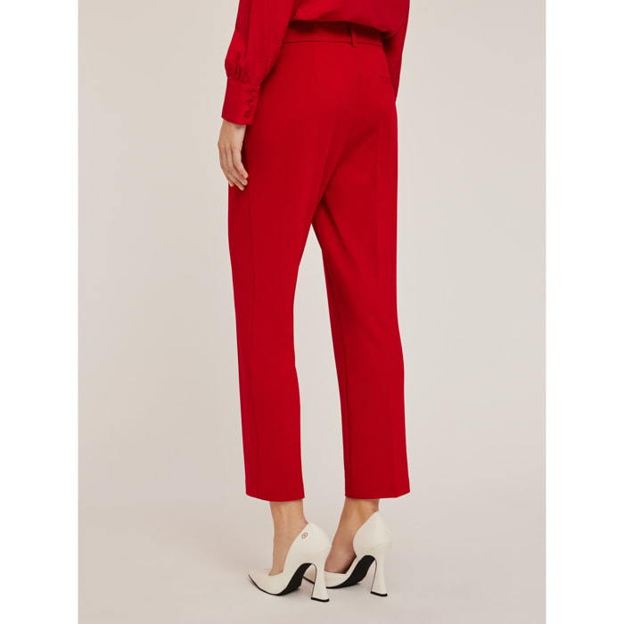 Motivi - Pantalón regular en tejido crepé - Rojo